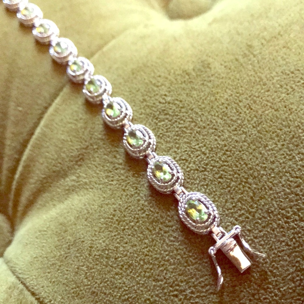 Genuine Peridot & Sterling Silver Bracelet
